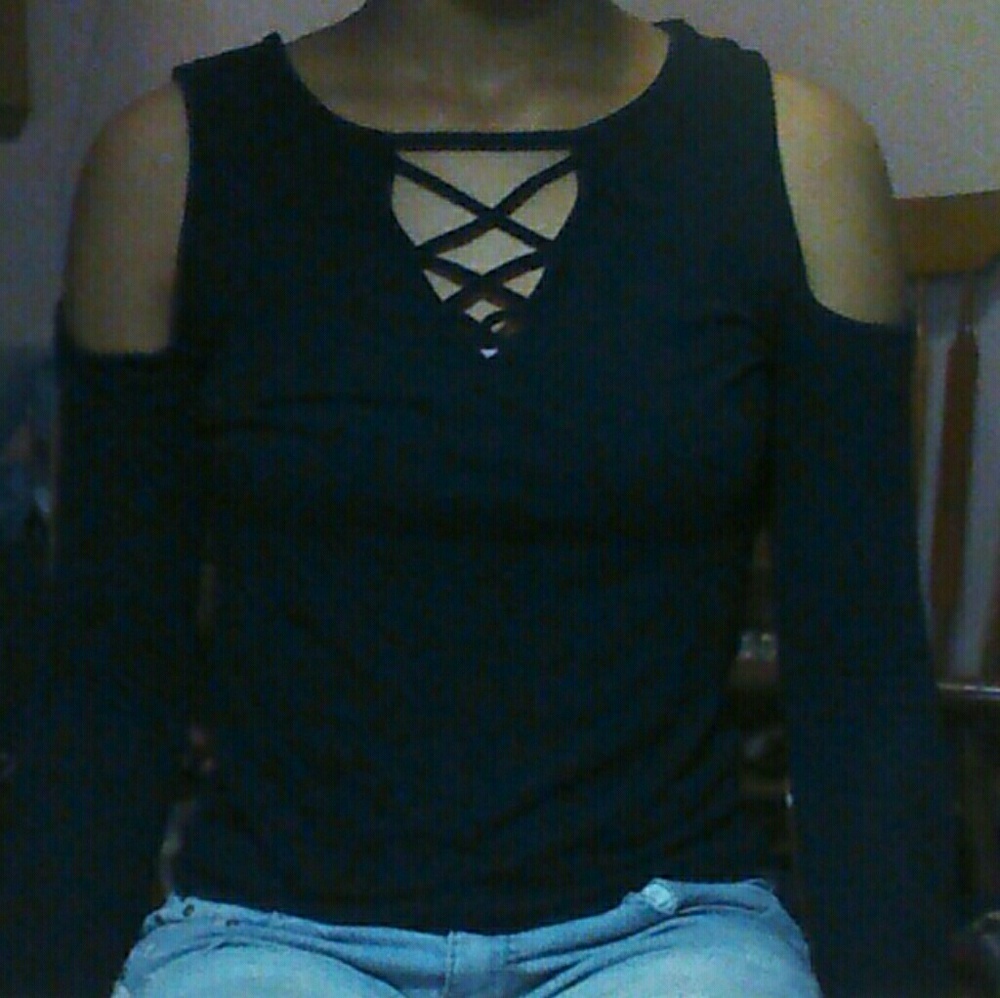 Ambiance cut-out shoulder, long sleeved top
